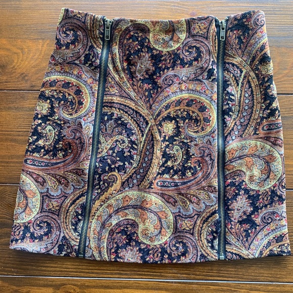 MINKPINK brown and gold paisley skirt